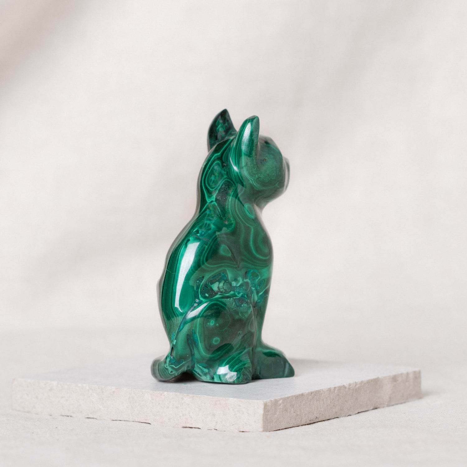 TR-CAT-mal-QE-3-2 Genuine Malachite Cats - Hand Carved - 1 of a Kind - Image 11