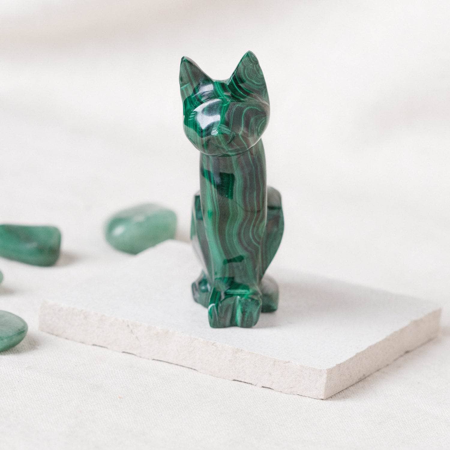 TR-CAT-mal-QE-5-3 Genuine Malachite Cats - Hand Carved - 1 of a Kind - Image 17