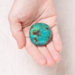 Rare Peruvian Chrysocolla Palm Stone - Image 2