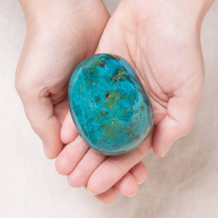 Rare Peruvian Chrysocolla Palm Stone - Image 15