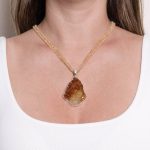 Citrine Druzy Pendant Necklace