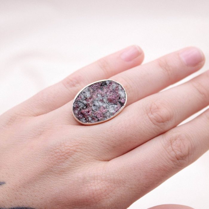 Rare Eudialyte Druzy Oval Adjustable Ring - Image 6
