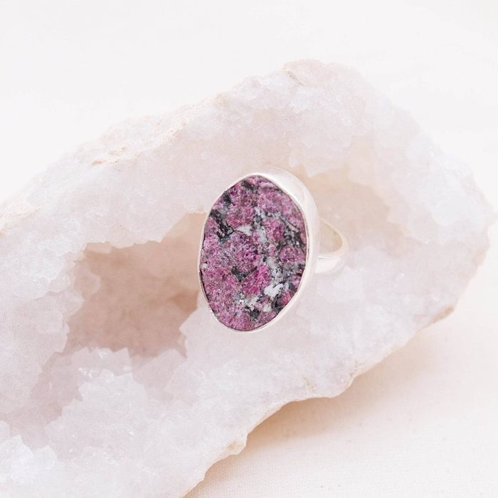 Rare Eudialyte Druzy Oval Adjustable Ring - Image 1