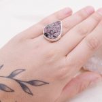 Rare Eudialyte Druzy Adjustable Teardrop Ring - Image 2