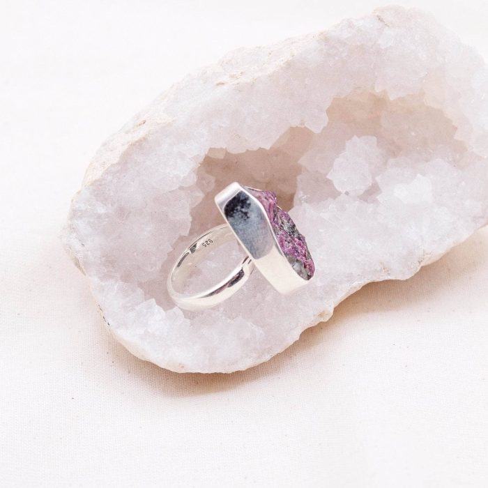 Rare Eudialyte Druzy Adjustable Teardrop Ring - Image 7