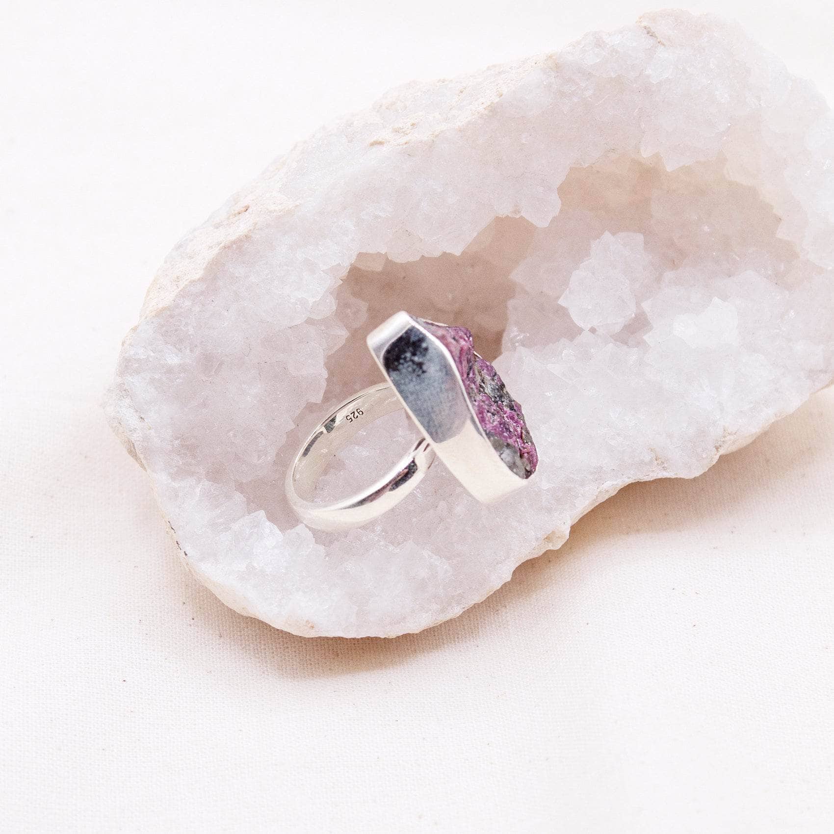 TR-EUD-2-174-RJ-2 Rare Eudialyte Druzy Adjustable Teardrop Ring - Image 7