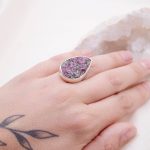 Rare Eudialyte Druzy Adjustable Teardrop Ring - Image 6