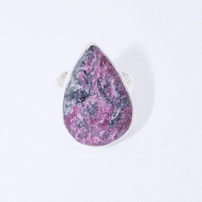 Rare Eudialyte Druzy Adjustable Teardrop Ring - Image 12