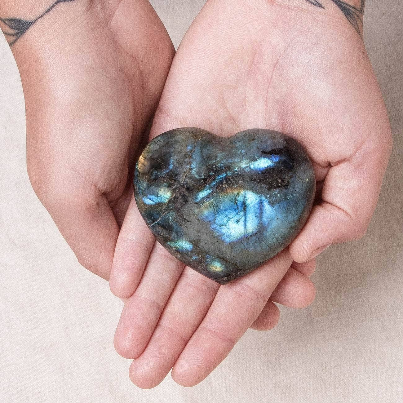 TR-FFH-LAB-ml-S Labradorite Blue Flame Hearts - AAA Premium Quality - Image 2