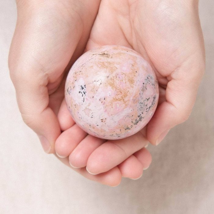 Peruvian Rhodonite Sphere with Tripod - AAA Premium Quality - Image 2
