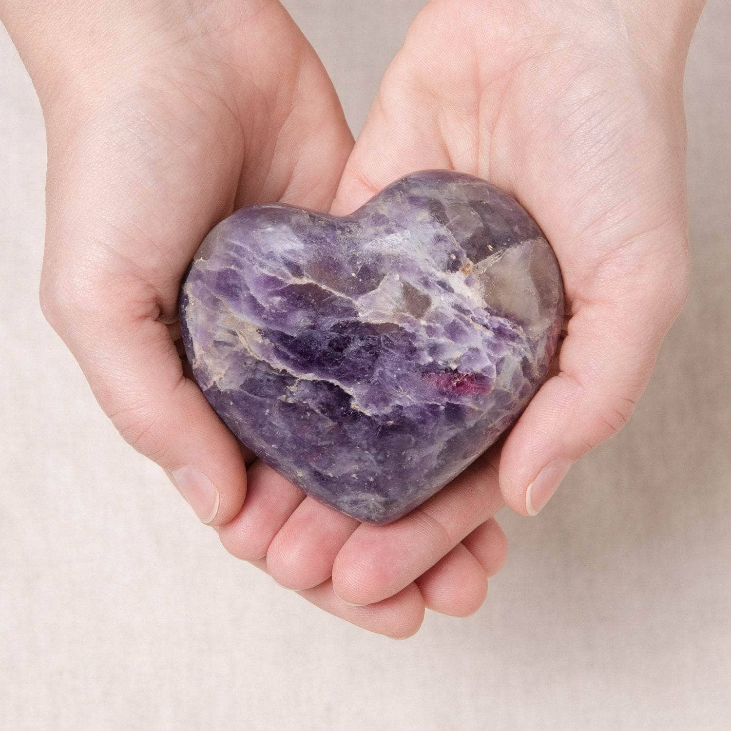 TR-FH-Lep-ml-M Lepidolite Hearts - AAA Premium Quality - Image 1