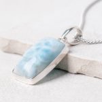 Rare Genuine Larimar Rectangle Pendant Necklace - Image 10