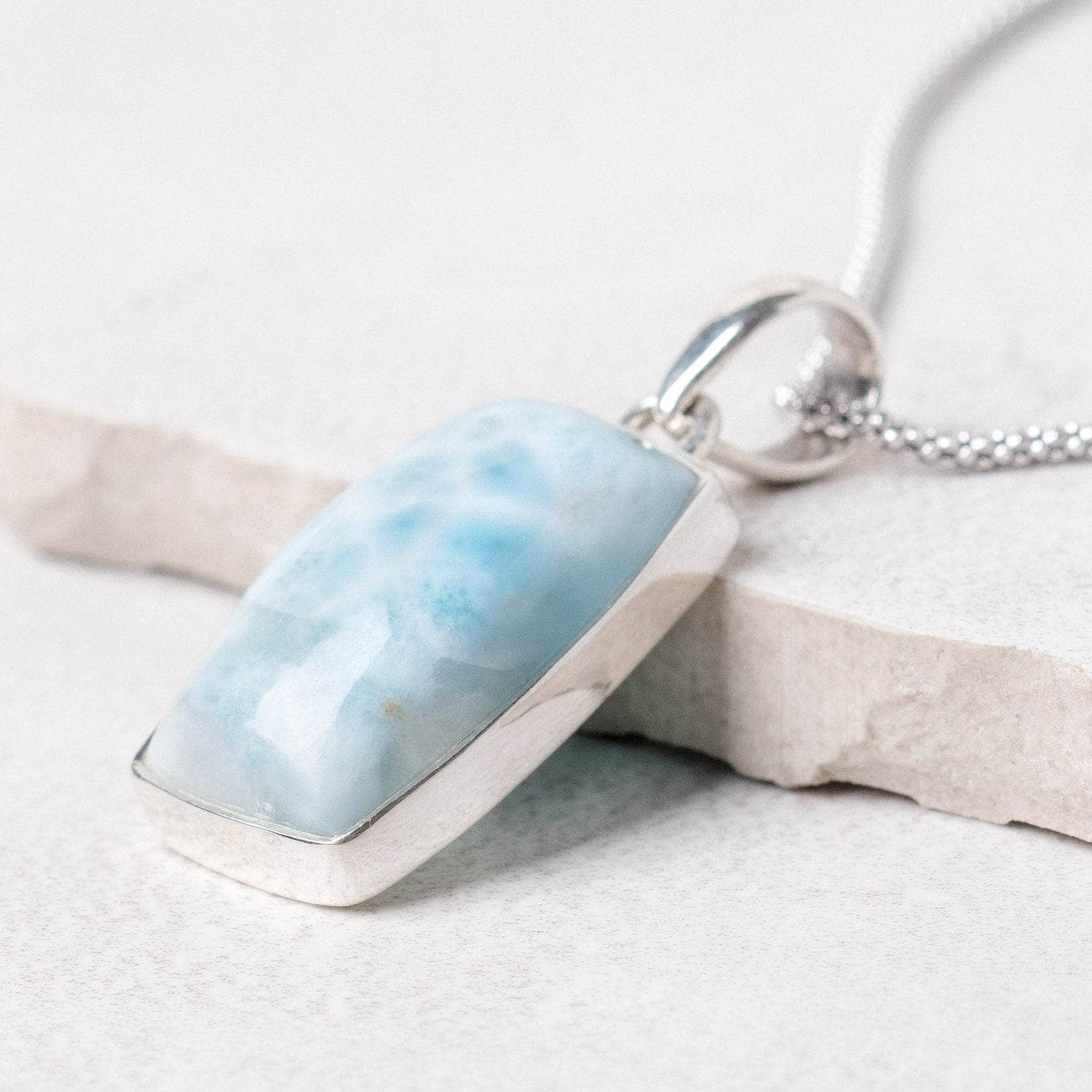 TR-LAR-118-7 Rare Genuine Larimar Rectangle Pendant Necklace - Image 10