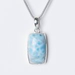 Rare Genuine Larimar Rectangle Pendant Necklace - Image 8