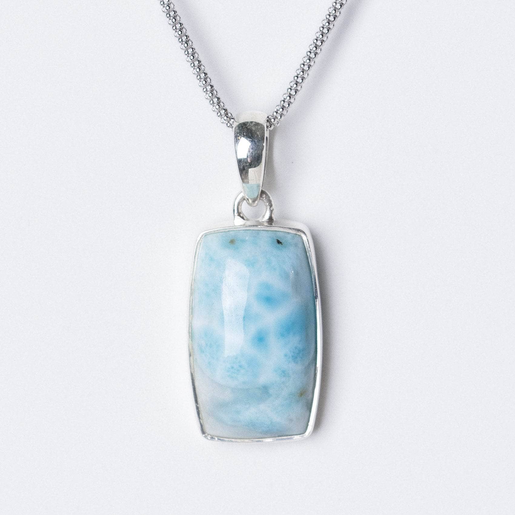 TR-LAR-3 Rare Genuine Larimar Rectangle Pendant Necklace - Image 8