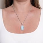 Rare Genuine Larimar Rectangle Pendant Necklace - Image 6