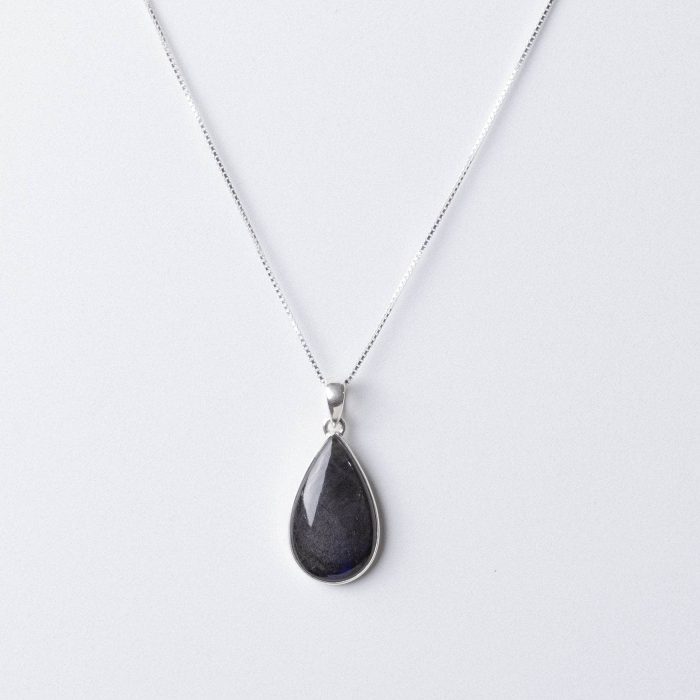 Genuine Labradorite Teardrop Pendant Necklace - Image 12