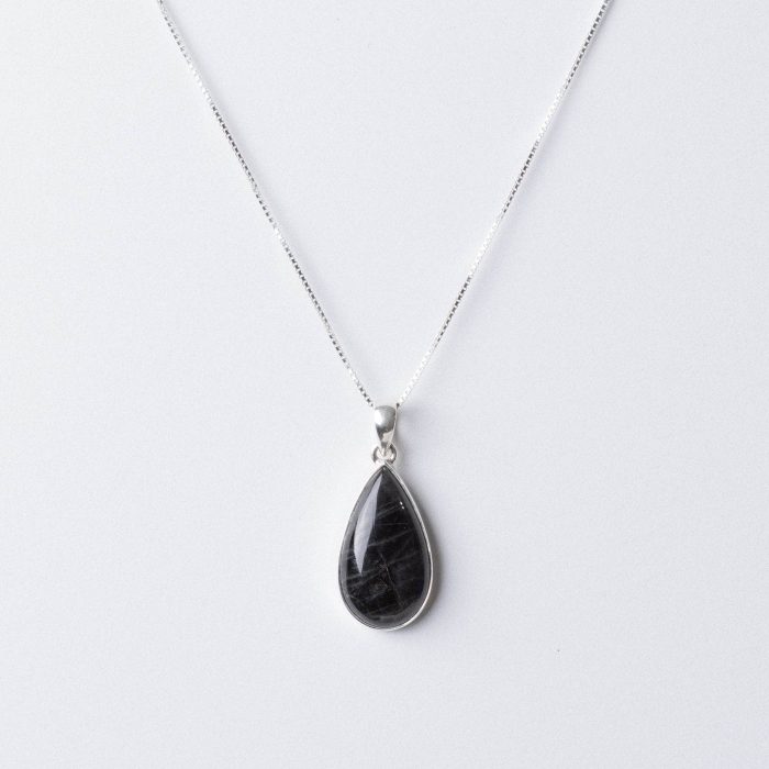 Genuine Labradorite Teardrop Pendant Necklace - Image 2