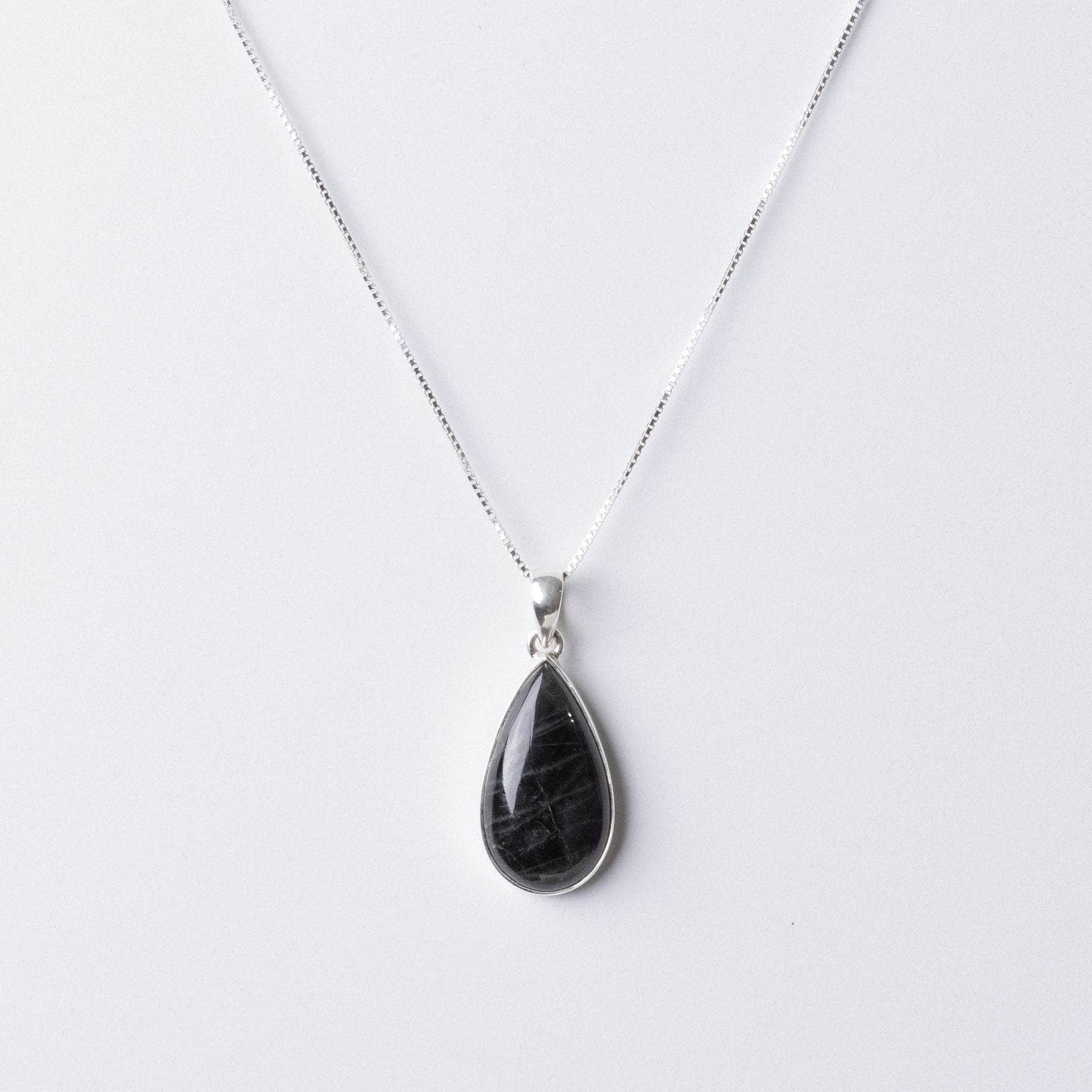 TR-LBD-1-554-2 Genuine Labradorite Teardrop Pendant Necklace - Image 2