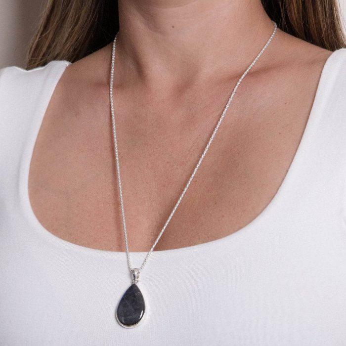 Genuine Labradorite Teardrop Pendant Necklace - Image 16