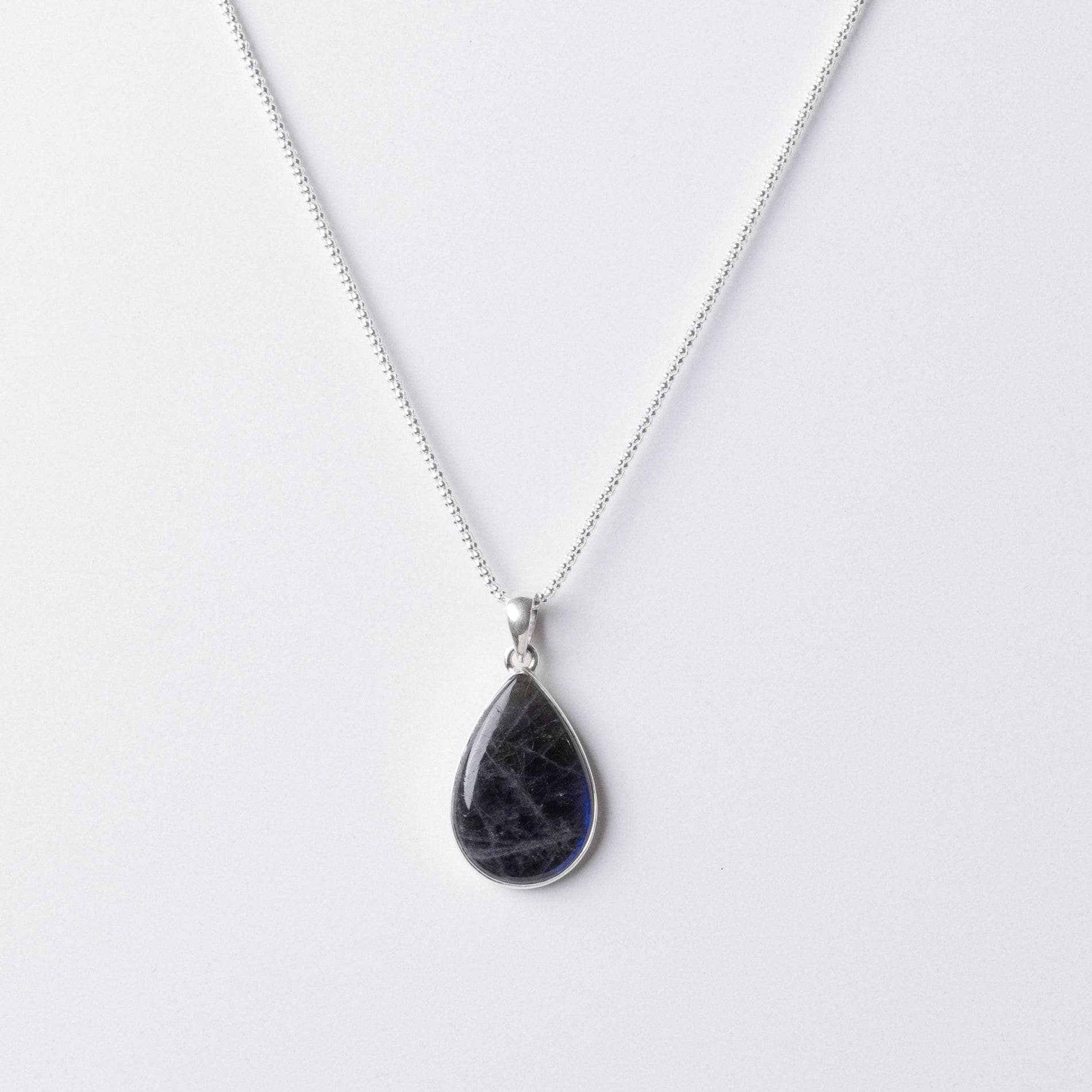 TR-LBD-1-555 Genuine Labradorite Teardrop Pendant Necklace - Image 17