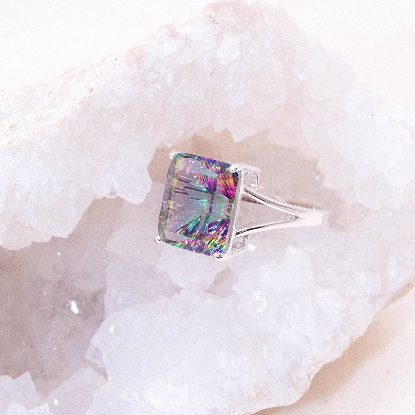 TR-MST-RDR-2118-8-RJ Rare Mystic Topaz Emerald Cut Ring - Image 1