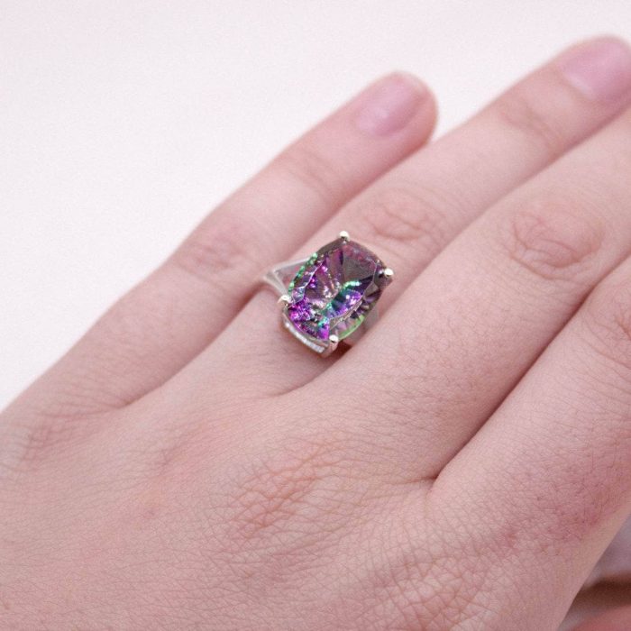 Rare Mystic Topaz Cushion Cut Ring - Image 1