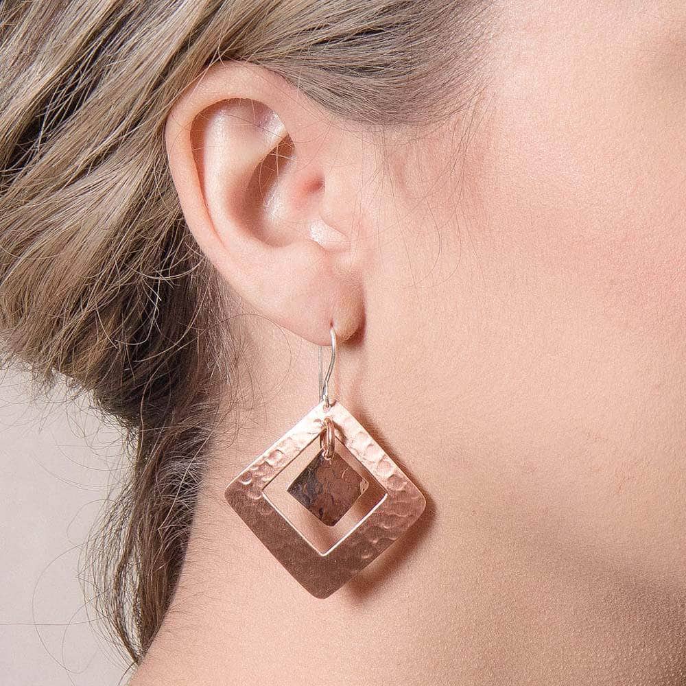TR-MU55-2 Copper Hammered Earrings - Limited Edition - Image 1
