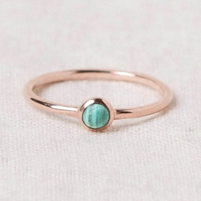 Genuine Malachite Silver, Gold or Rose Gold Ring - Image 5