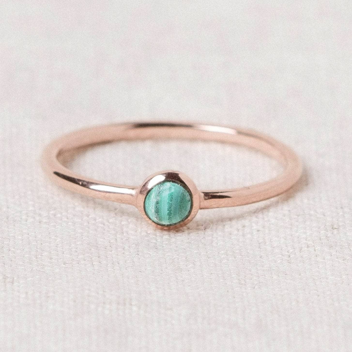 TR-NV-MAL-ROS Genuine Malachite Silver, Gold or Rose Gold Ring - Image 5