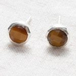 Tiger Eye Silver or Gold Stud Earrings - Image 5