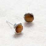 Tiger Eye Silver or Gold Stud Earrings - Image 6