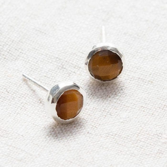 Tiger Eye Silver or Gold Stud Earrings - Image 6
