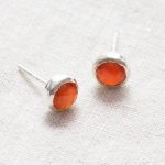 Carnelian Silver or Gold Stud Earrings - Image 2