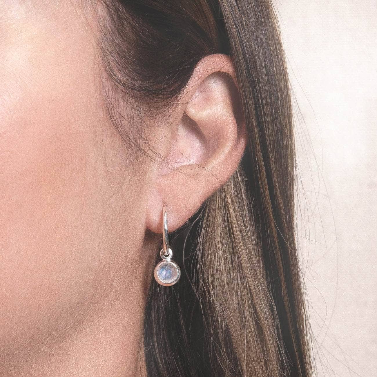 TR-NV56-MOON-SIL Rainbow Moonstone Silver and Golden Hoop Earrings - Image 4