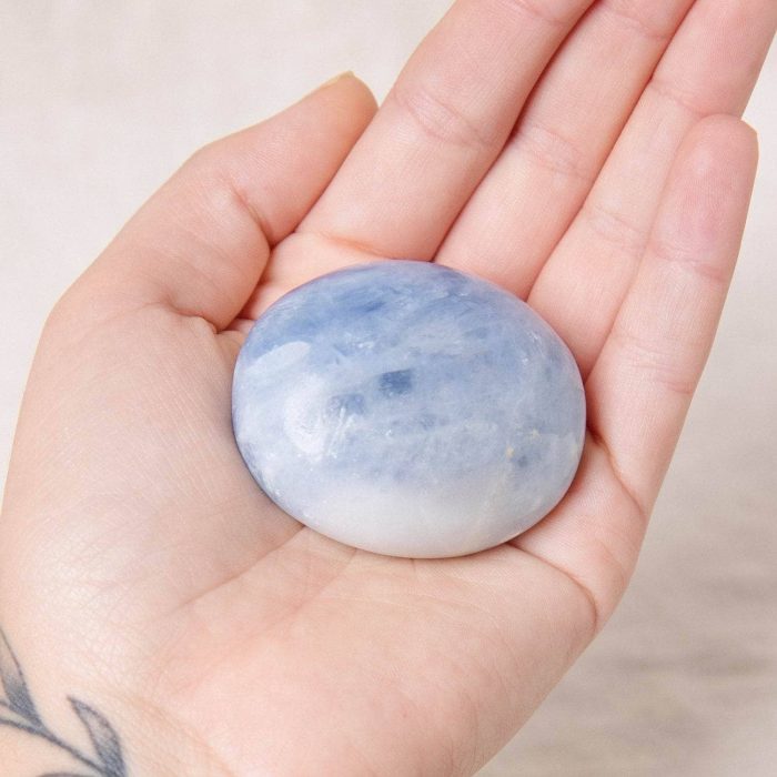 Blue Calcite Palm Stones - AAA Premium Quality - Image 1