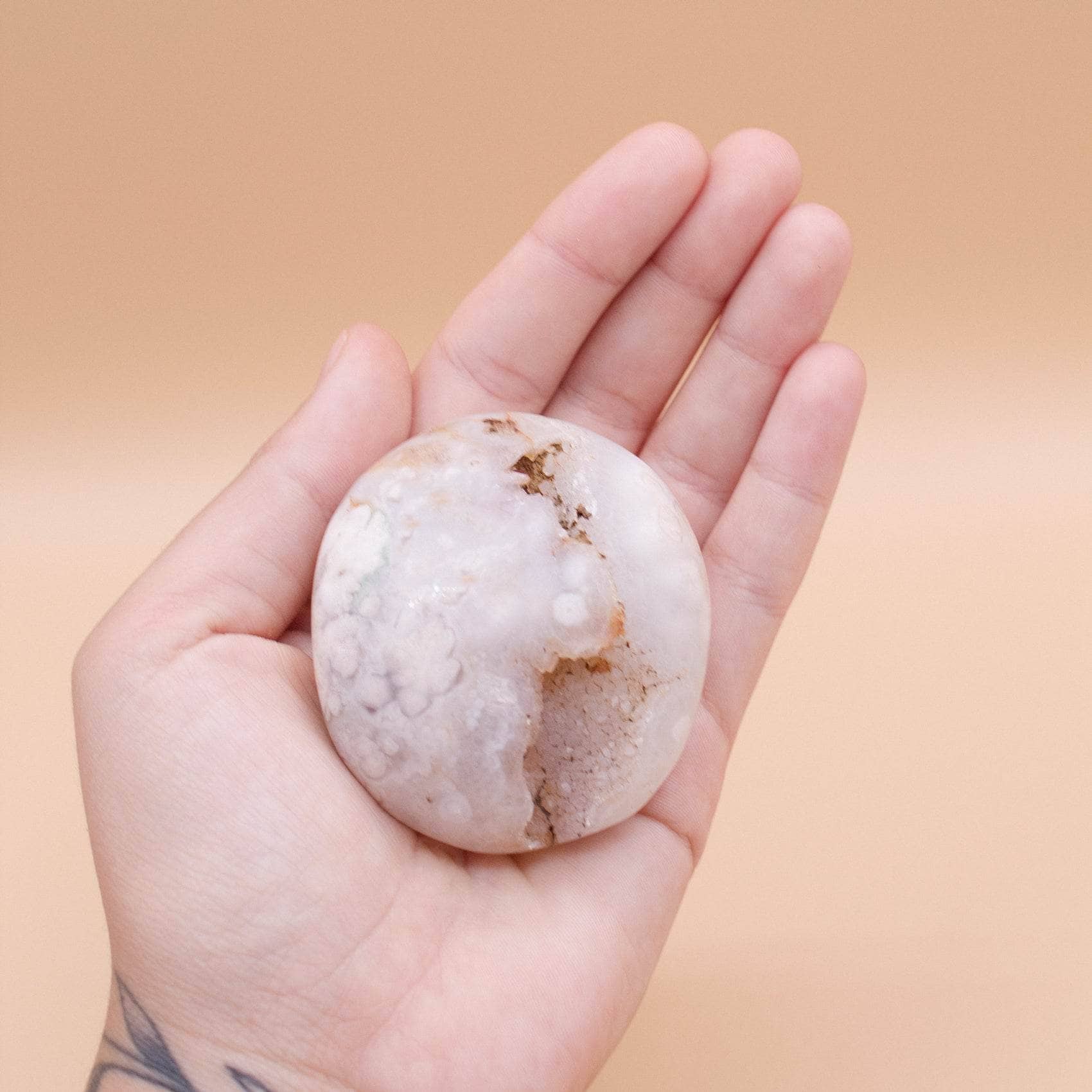 TR-PS-FA-MI-L-1 Natural Flower Agate Palm Stones - AAA Premium Quality - Image 10