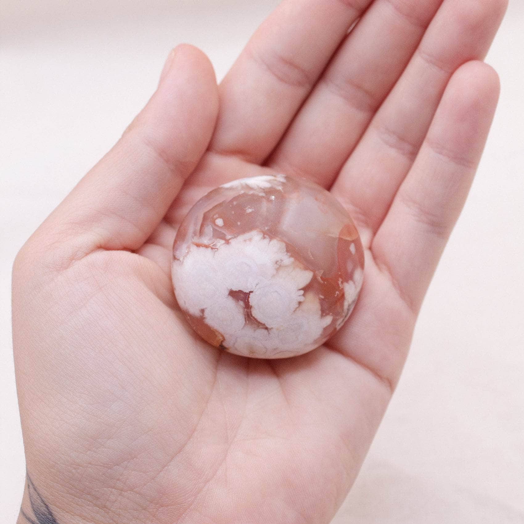 TR-PS-FA-MI-S-3 Natural Flower Agate Palm Stones - AAA Premium Quality - Image 2