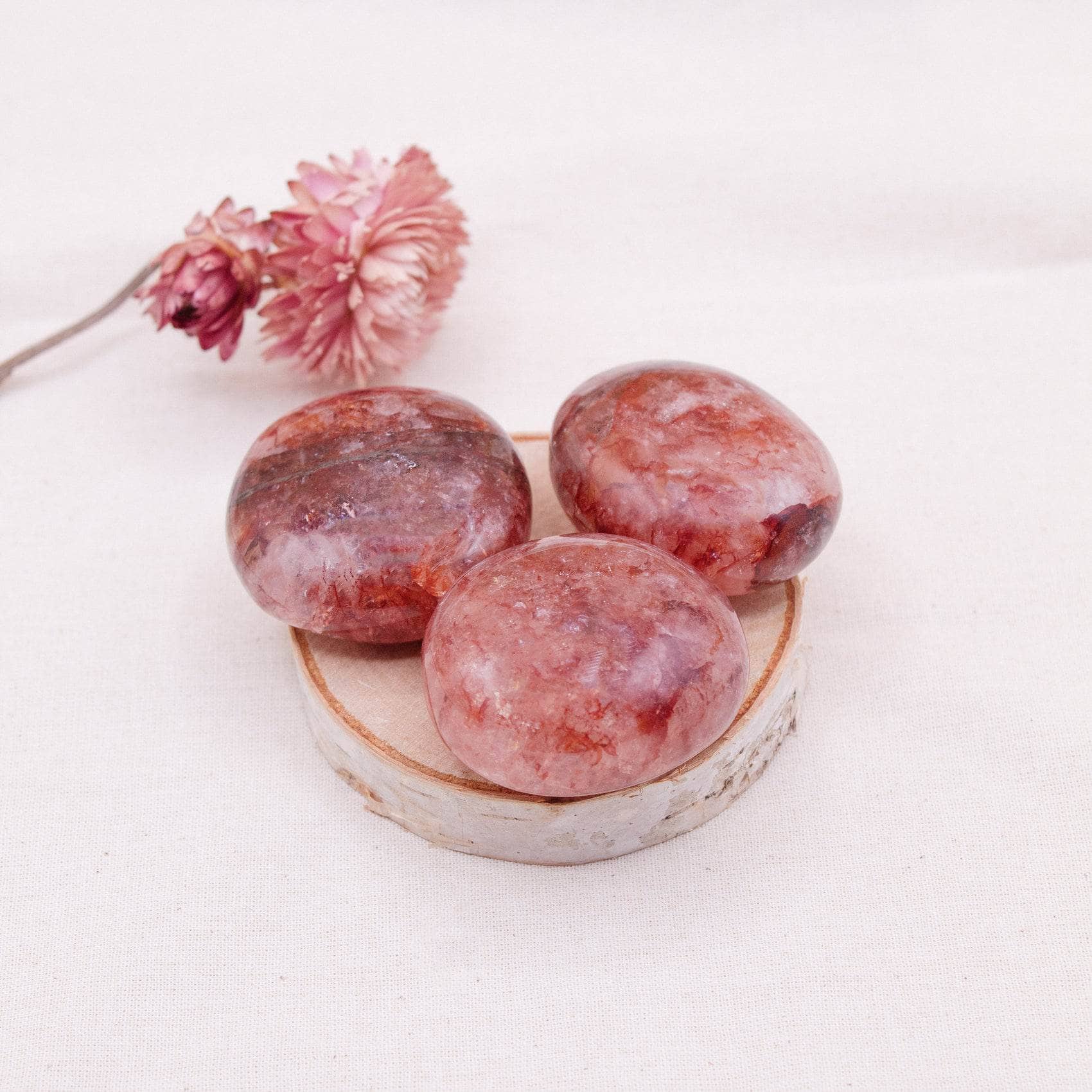 TR-PS-RH-MI-S-1 Red Hematoid Quartz Palm Stones - AAA Premium Quality - Image 1