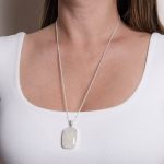 Rainbow Moonstone Rectangle Pendant Necklace - Image 6