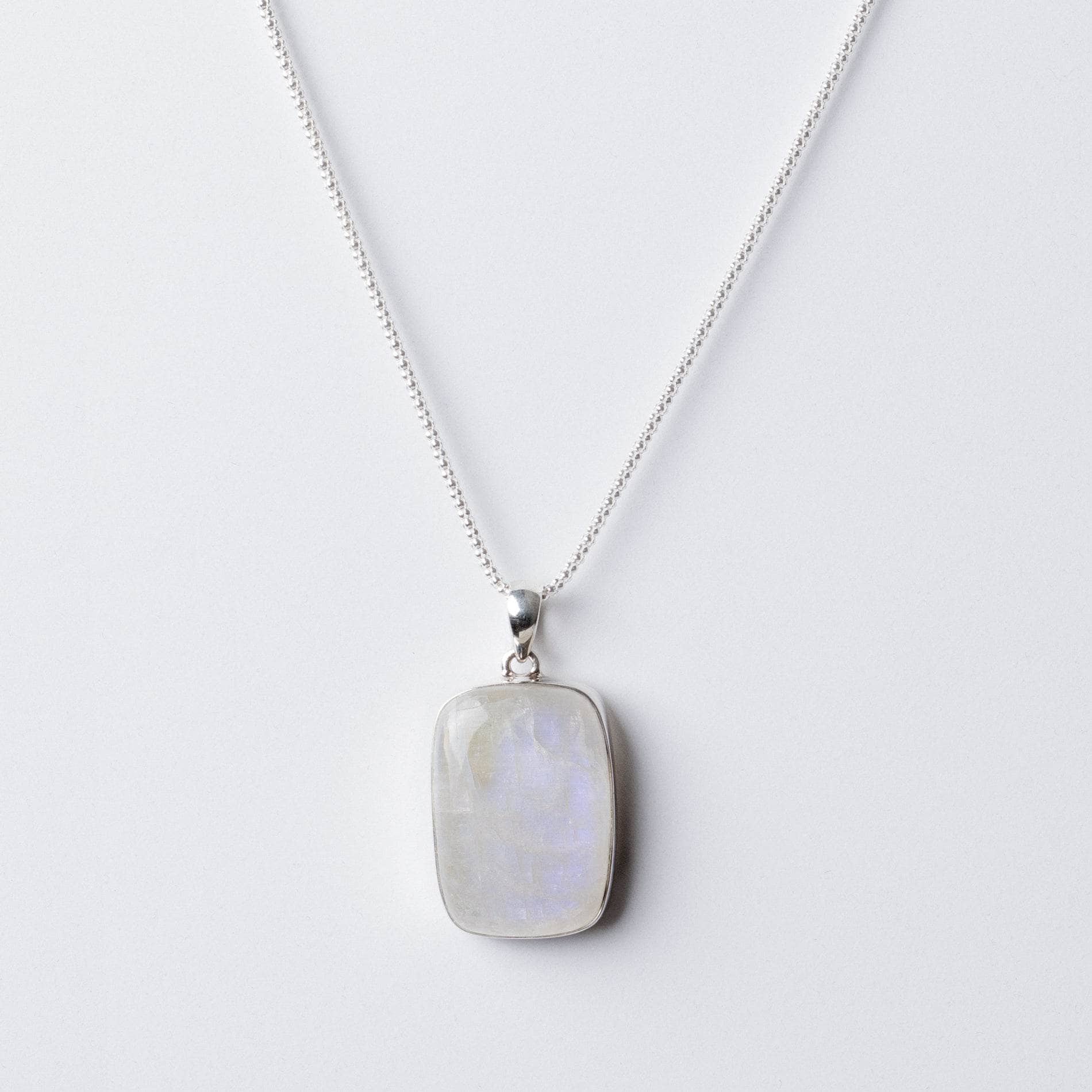 TR-RBM-1-557 Rainbow Moonstone Rectangle Pendant Necklace - Image 8