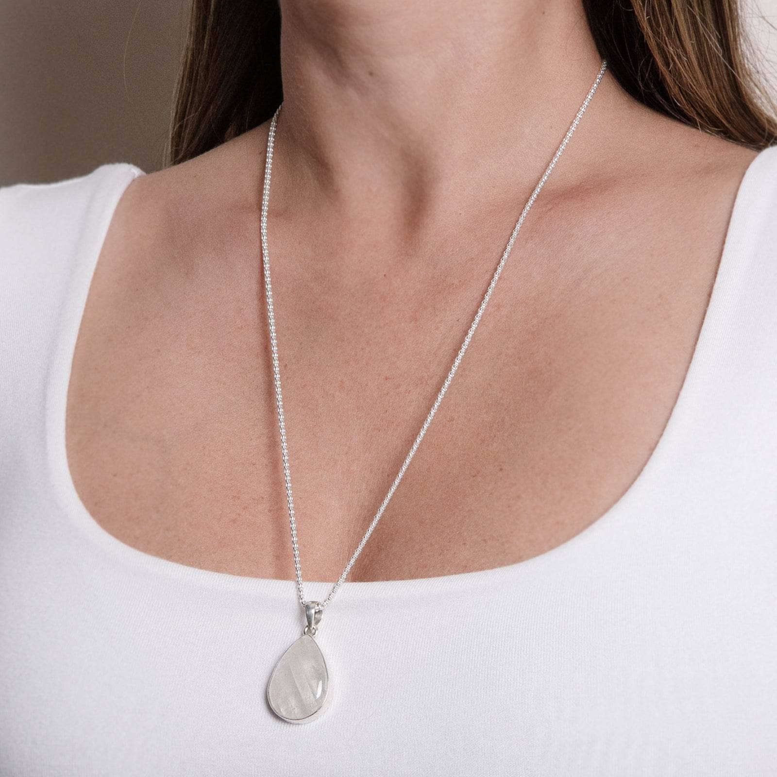 TR-RBM-1-570-2 Rainbow Moonstone Teardrop Pendant Necklace - Image 1
