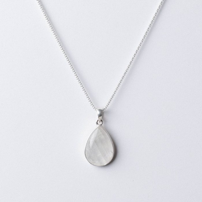 Rainbow Moonstone Teardrop Pendant Necklace - Image 4