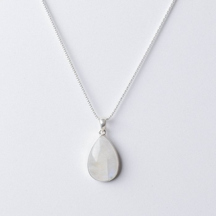 Rainbow Moonstone Teardrop Pendant Necklace - Image 9
