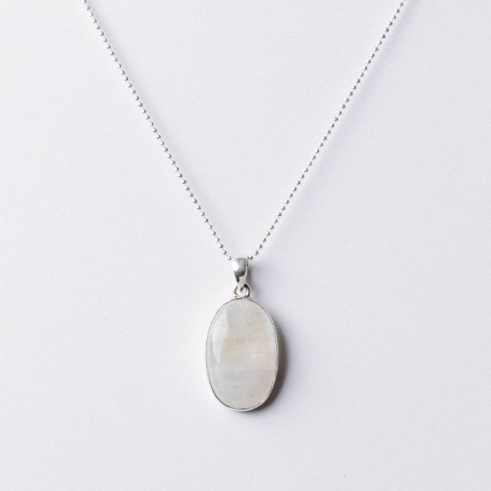 Rainbow Moonstone Oval Pendant Necklace - Image 9