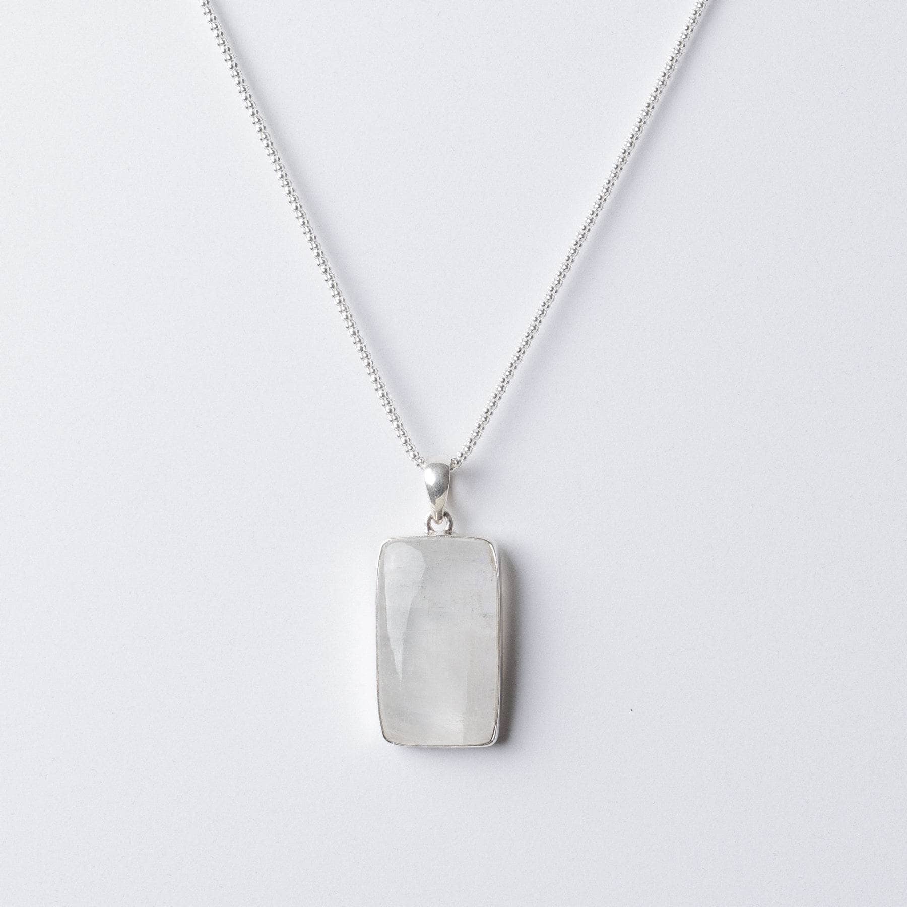 TR-RBM-1-576-2 Rainbow Moonstone Rectangle Pendant Necklace - Image 3