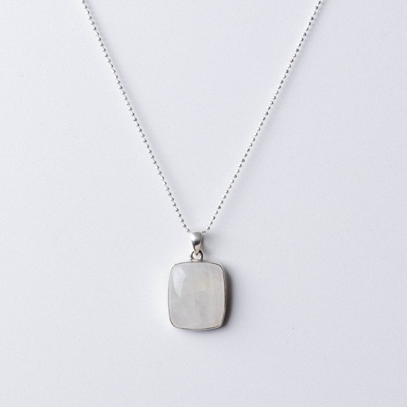 TR-RBM-562 Rainbow Moonstone Square Pendant Necklace - Image 3