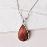 Red Tiger Eye Teardrop Pendant Necklace - Image 2