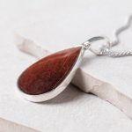 Red Tiger Eye Teardrop Pendant Necklace - Image 5