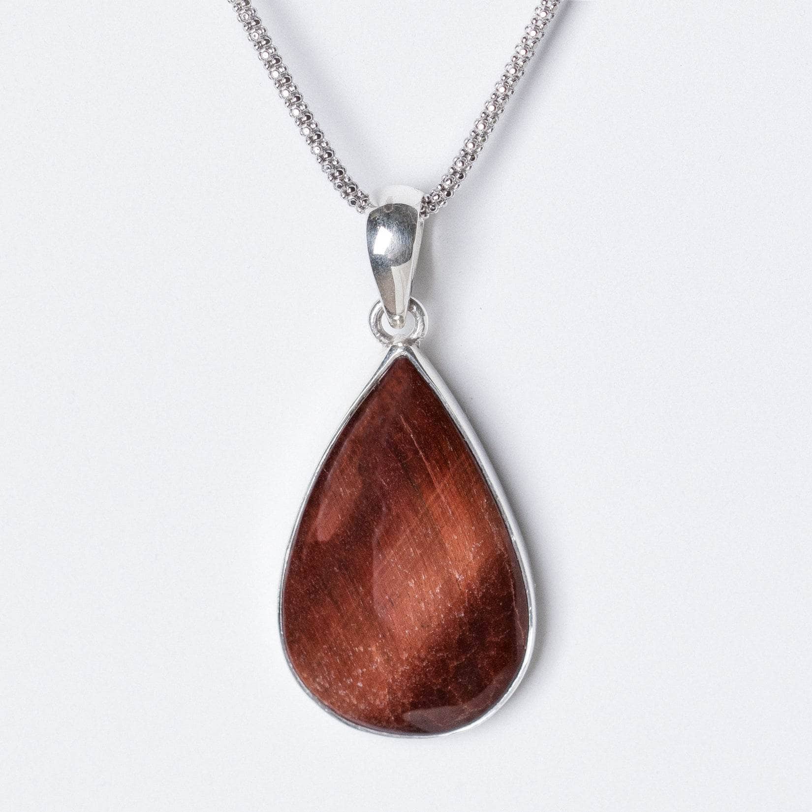 TR-RTE-6 Red Tiger Eye Teardrop Pendant Necklace - Image 3